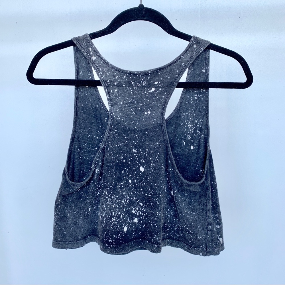 Bone White Gray Splatter Racerback Crop Tank - Picture 2 of 2
